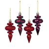 Vickerman N500065 4" Burgundy 4-Finish Finial Ornament 8 Per Box