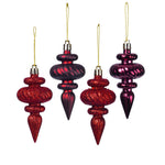 Vickerman N500065 4" Burgundy 4-Finish Finial Ornament 8 Per Box
