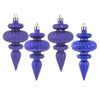Vickerman N500066 4" Purple 4-Finish Finial Ornament 8 Per Box