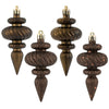 Vickerman N500075 4" Chocolate 4-Finish Finial Ornament 8 Per Box
