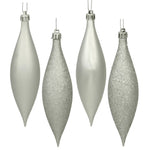 Vickerman N500107 5.5" Silver Finial Drop Christmas Ornament Assorted 4 Finish 8 Per Pack