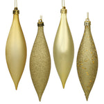 Vickerman N500108 5.5" Gold Finial Drop Christmas Ornament Assorted 4 Finish 8 Per Pack
