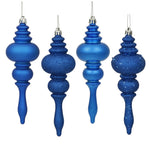 Vickerman N500202 7" Blue 4-Finish Finial Ornament 8 Per Box