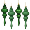 Vickerman N500204 7" Green 4-Finish Finial Ornament 8 Per Box