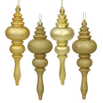 Vickerman N500208 7" Gold 4-Finish Finial Ornament 8 Per Box
