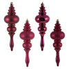 Vickerman N500221 7" Berry Red 4-Finish Finial Ornament 8 Per Box