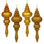 Vickerman N500230 7" Antique Gold 4-Finish Finial Ornament 8 Per Box