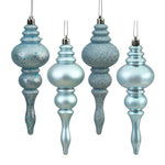 Vickerman N500232 7" Baby Blue 4-Finish Finial Ornament 8 Per Box