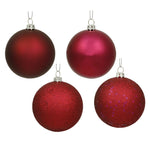 Vickerman N592519DA 10" Wine 4-Finish Ball Ornament Assortment 4 Per Bag