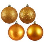 Vickerman N593030DA 12" Antique Gold 4-Finish Ball Ornament Assortment 4 Per Bag