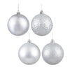 Vickerman N593007DA 12" Silver 4-Finish Ball Ornament 4 Per Bag