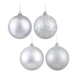 Vickerman N593007DA 12" Silver 4-Finish Ball Ornament 4 Per Bag