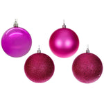 Vickerman N591059A 4" Hot Pink 4-Finish Ball Ornament 12 Per Box.