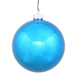 Vickerman N591512DSV 6" Turquoise Shiny Ball Ornament 4 Per Bag