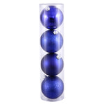 Vickerman N592522DA 10" Cobalt 4-Finish Ball Ornament Assortment 4 Per Bag
