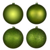 Vickerman N592534DA 10" Juniper Green 4-Finish Ball Ornament Assortment 4 Per Bag