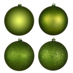Vickerman N593034DA 12" Juniper Green 4-Finish Ball Ornament Assortment 4 Per Bag