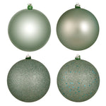 Vickerman N592540DA 10" Frosty Mint 4-Finish Ball Ornament Assortment 4 Per Bag