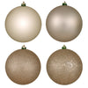 Vickerman N593043DA 12" Oat 4-Finish Ball Ornament Assortment 4 Per Bag