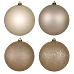 Vickerman N592043DA 8" Oat 4-Finish Ball Ornament Assortment 4 Per Bag