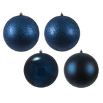 Vickerman N591531BX 6" Midnight Blue 4-Finish Ball Ornament Assortment 4 Per Box