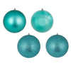 Vickerman N591542DA 6" Teal 4-Finish Ball Ornament Assortment 4 Per Box