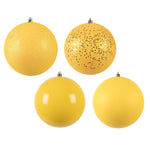 Vickerman N591578BX 6" Yellow 4-Finish Ball Ornament Assortment 4 Per Box