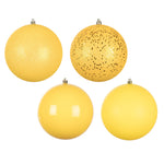 Vickerman N591578DA 6" Yellow 4-Finish Ball Ornament Assortment 4 Per Box