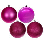 Vickerman N592059DA 8" Hot Pink 4-Finish Ball Ornament 4 Per Bag.