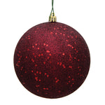 Vickerman N591065DQ 4" Burgundy Glitter Sequin Ball Ornament 6 Per Bag