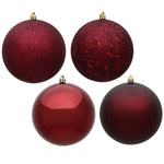 Vickerman N591265A 4.75" Burgundy 4-Finish Ball Ornament Assortment 4 Per Box