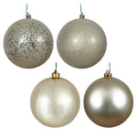 Vickerman N591238A 4.75" Champagne 4-Finish Ball Ornament Assortment 4 Per Box