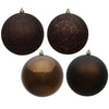 Vickerman N593075DA 12" Chocolate 4-Finish Ball Ornament 4 Per Bag