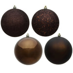 Vickerman N593075DA 12" Chocolate 4-Finish Ball Ornament 4 Per Bag