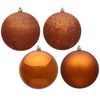 Vickerman N592088DA 8" Copper 4-Finish Ball Ornament Assortment 4 Per Bag