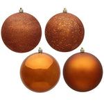 Vickerman N592088DA 8" Copper 4-Finish Ball Ornament Assortment 4 Per Bag