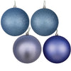 Vickerman N592529DA 10" Periwinkle 4-Finish Ball Ornament Assortment 4 Per Bag