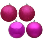 Vickerman N591270A 4.75" Fuchsia 4-Finish Ball Ornament Assortment 4 Per Box