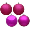 Vickerman N591570BX 6" Fuchsia 4-Finish Ball Ornament Assortment 4 Per Box