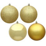 Vickerman N592008DA 8" Gold 4-Finish Ball Ornament Assortment 4 Per Bag