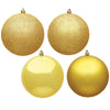 Vickerman N592537DA 10" Honey Gold 4-Finish Ball Ornament Assortment 4 Per Bag