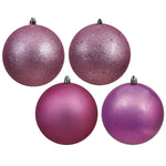 Vickerman N592545DA 10" Mauve 4-Finish Ball Ornament Assortment 4 Per Bag