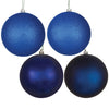 Vickerman N592531DA 10" Midnight Blue 4-Finish Ball Ornament Assortment 4 Per Bag