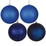 Vickerman N592531DA 10" Midnight Blue 4-Finish Ball Ornament Assortment 4 Per Bag