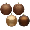 Vickerman N593076DA 12" Mocha 4-Finish Ball Ornament 4 Per Bag