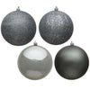 Vickerman N591287A 4.75" Pewter 4-Finish Ball Ornament Assortment 4 Per Box