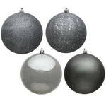 Vickerman N591587BX 6" Pewter 4-Finish Ball Ornament Assortment 4 Per Box