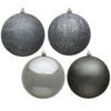 Vickerman N595487A 1.6" Pewter 4-Finish Ball Ornament Assortment 96 Per Box