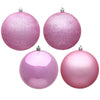 Vickerman N592579DA 10" Pink 4-Finish Ball Ornament Assortment 4 Per Bag