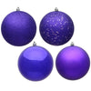 Vickerman N591566DA 6" Purple 4-Finish Ball Ornament Assortment 4 Per Box